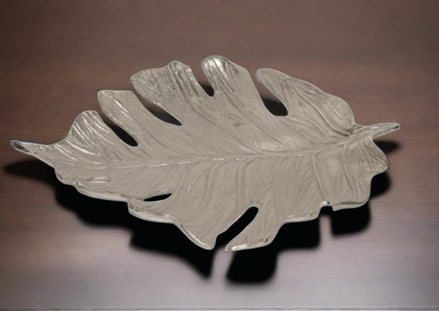 Nickel Leaf Decorative Tray FourCorners