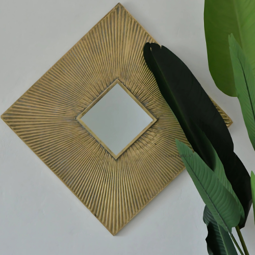 La Barge Antique Sunburst Square Mirror Trans Natal