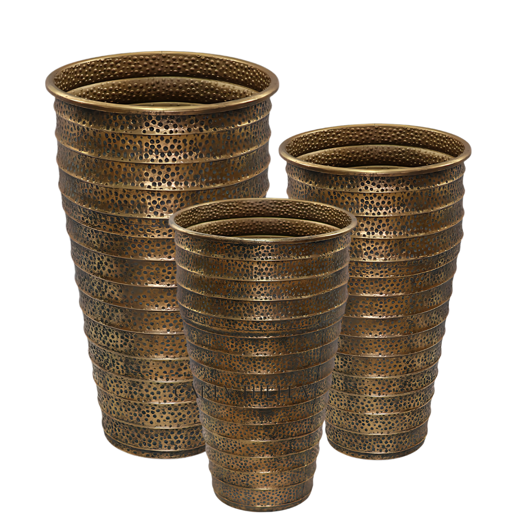 Baudel Antique Bronze Perforated Metal Planter Trans Natal