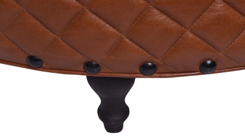 Hughley Genuine Leather Round Ottoman - Carly Thella Interior