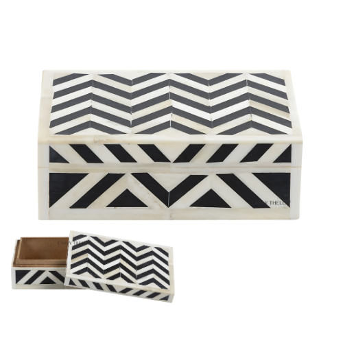 Chevron Bone Inlay Decorative Box