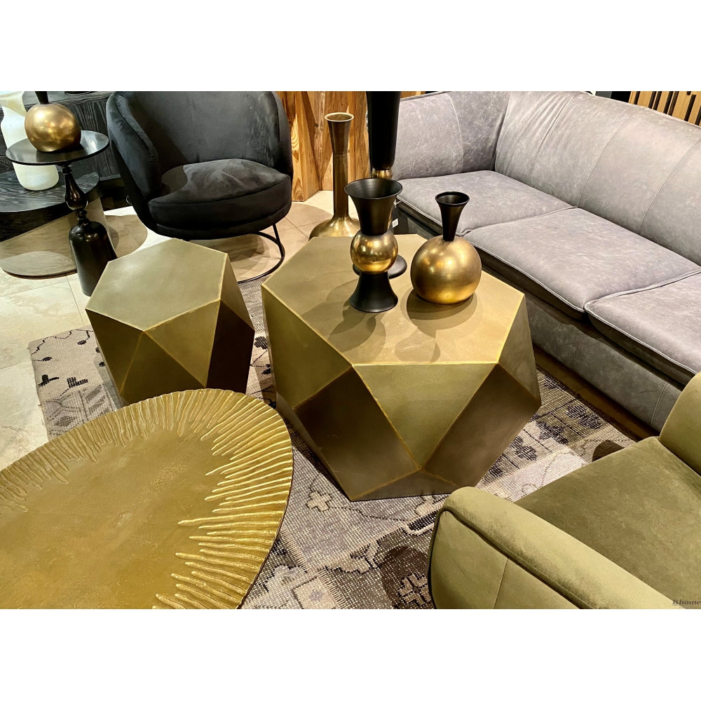 Arum Geometric Metallic Side Tables – Set of 2 FourCorners