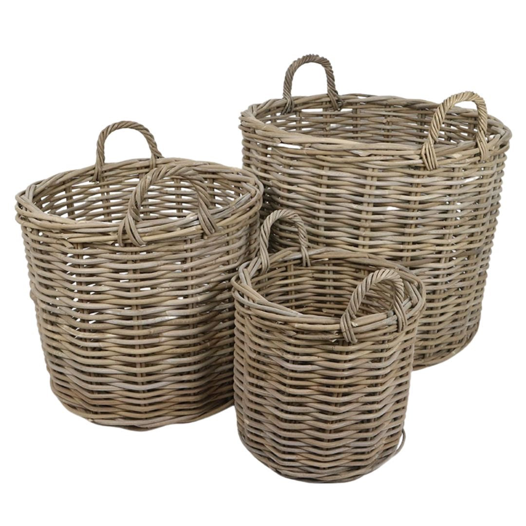 Moose Handwoven Rattan Storage Basket Planter (Set of 3)