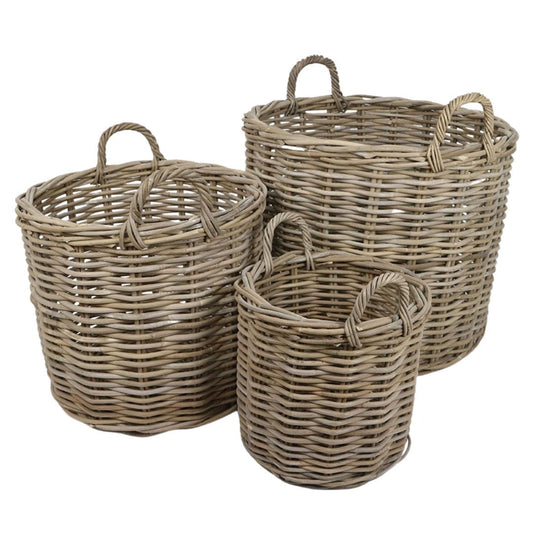 Moose Handwoven Rattan Storage Basket Planter (Set of 3) Jumbo