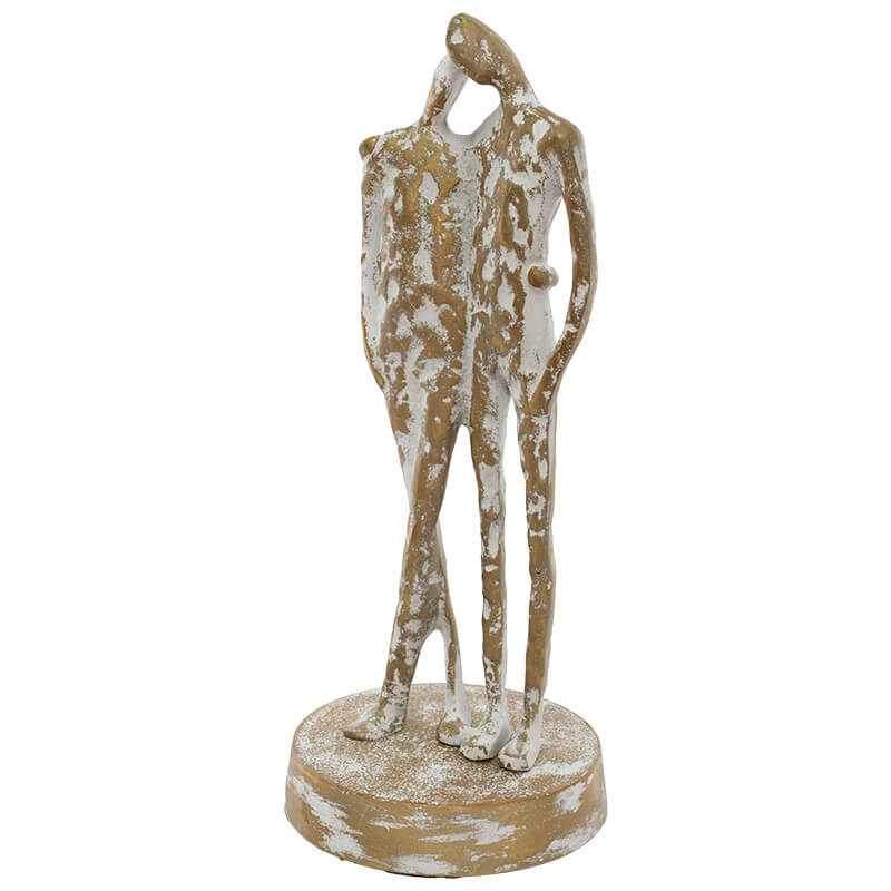Embracing Couple Sculpture – Rustic Elegance in Abstract