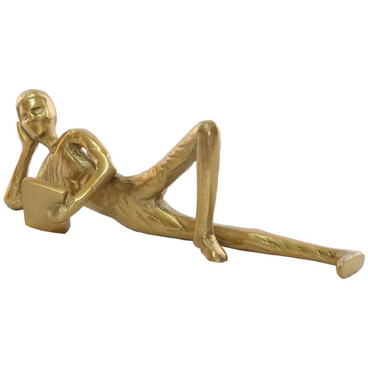 Golden Reader Sculpture – Modern Tranquility in Sculpted Form