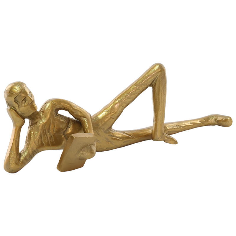 Golden Reader Sculpture – Modern Tranquility in Sculpted Form
