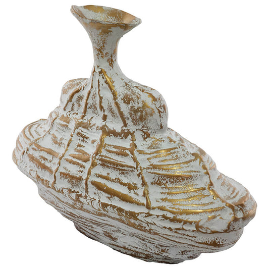 Whitewashed Terracotta Vase – Sculptural Grace with Rustic Detail Trans Natal