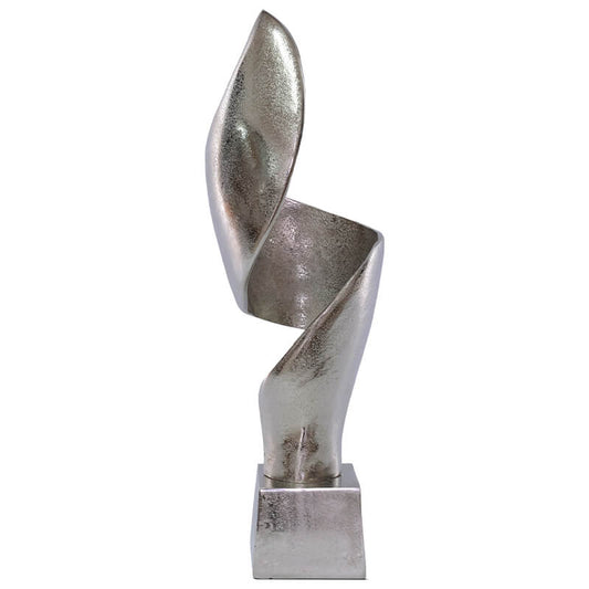 Abstract Silver Swirl Sculpture