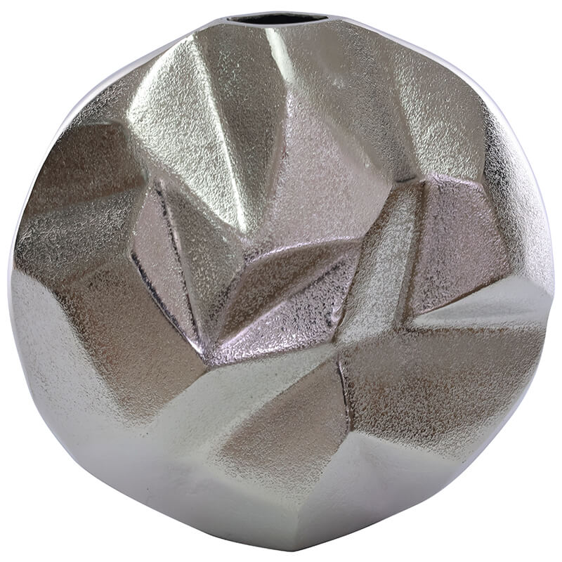 Geometric Silver Nickle Metal Vase