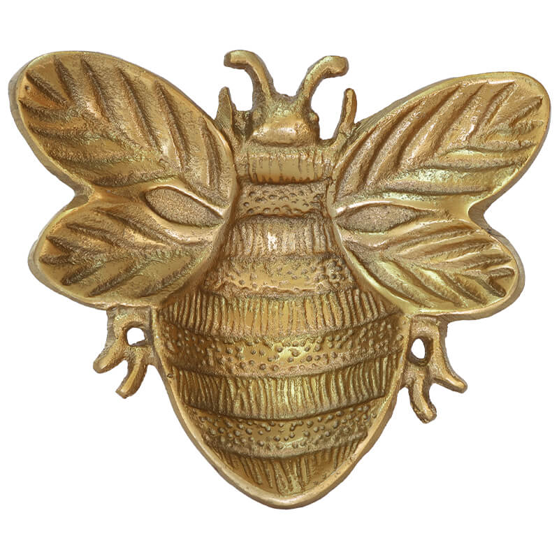 Golden Bee Wall Accent – Textured Metal Insect Décor