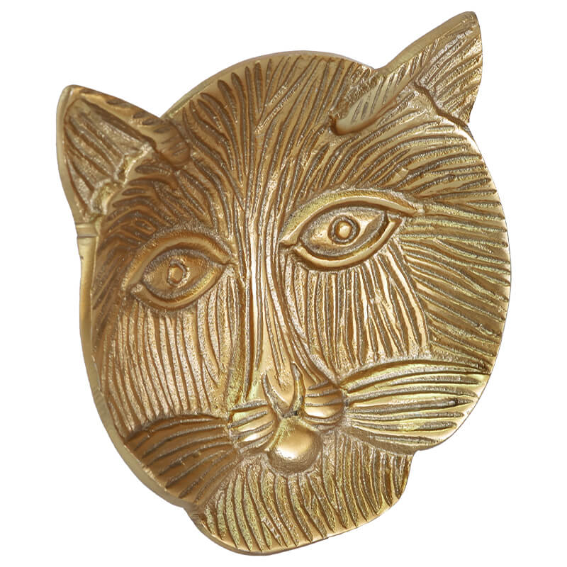 Golden Cat Face Wall Décor – Tribal Inspired Accent