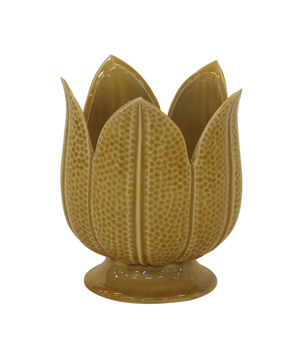 Petal Ceramic Vase Mustard