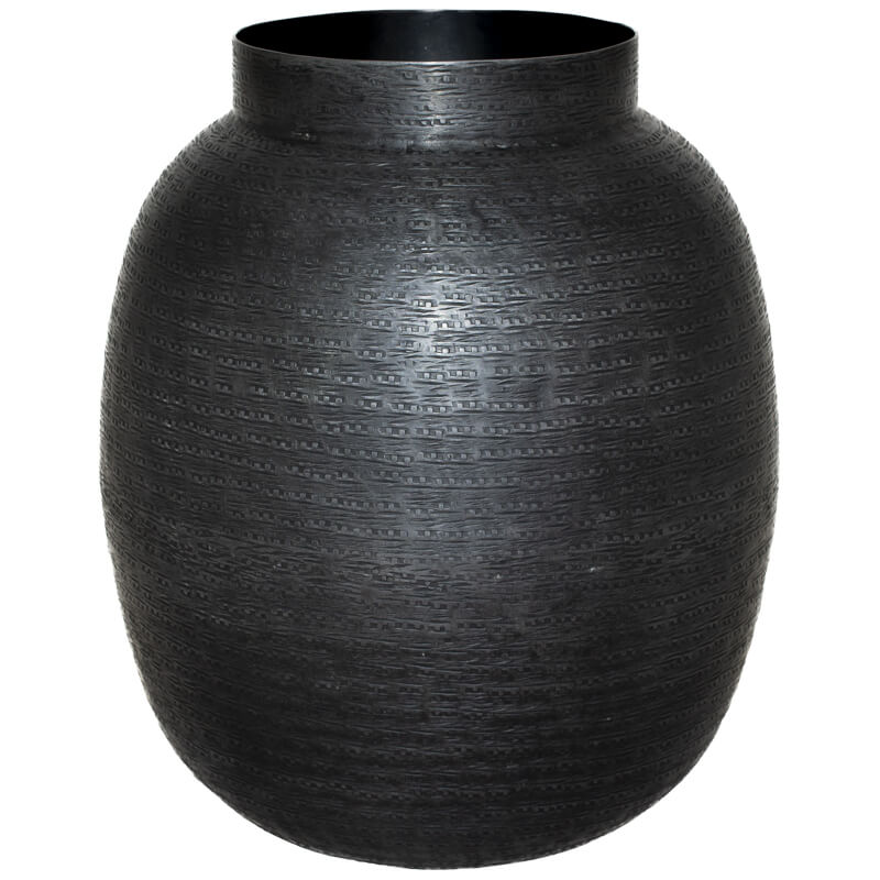 Kwamore Graphite Etched Metal Vase