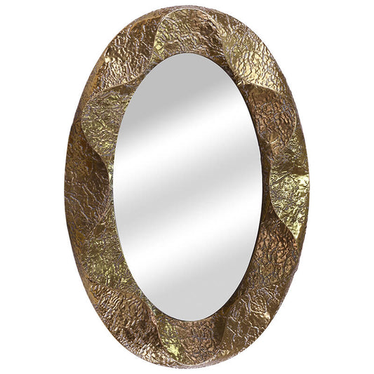 Adda Oval Mirror with Textured Gold Frame