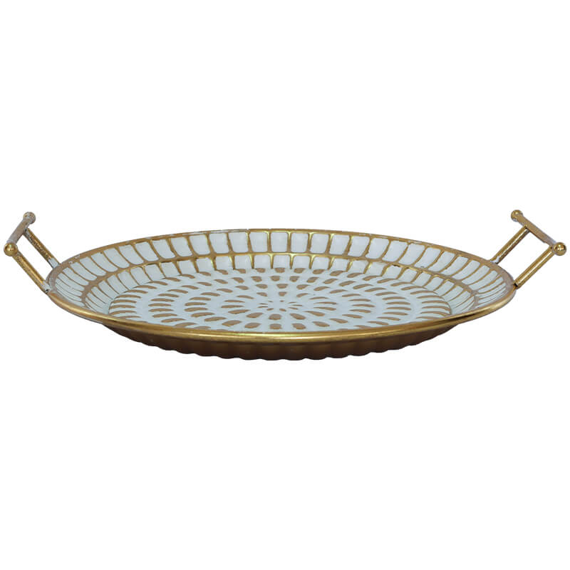 Soleil Enamel & Brass Decorative Tray with Handles