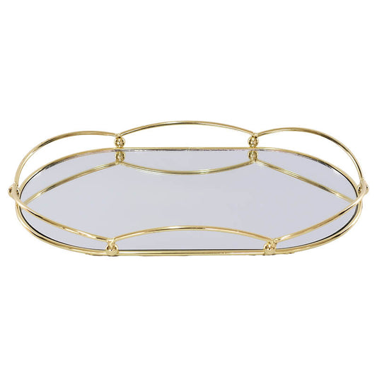 Luxe Loop Frame Oval Gold Mirrored Tray