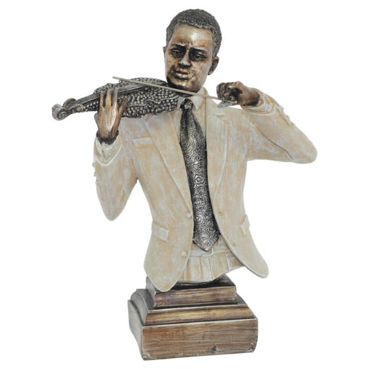 Man Musician with Violin Sculpture – Artistic Home Décor Trans Natal