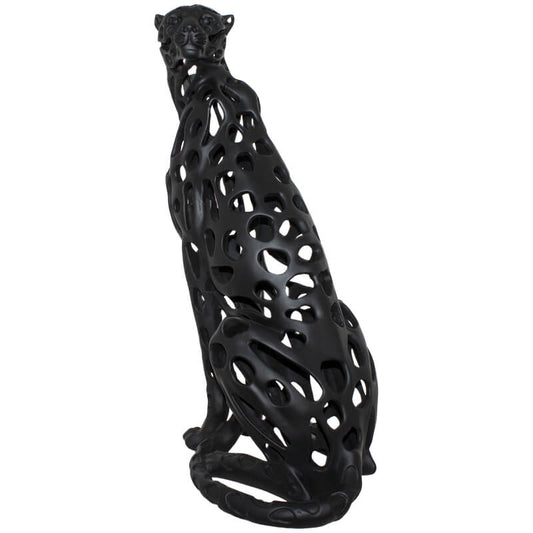 Sitting Cheetah Sculpture In Black CARLY THELLA INTERIOR DECOR