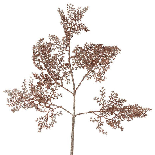 Copper Glitter Fern Spray - Elegant Holiday Floral Pick Trans Natal