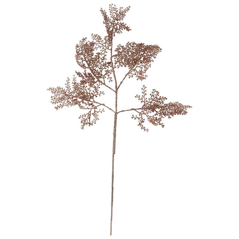 Copper Glitter Fern Spray - Elegant Holiday Floral Pick Trans Natal