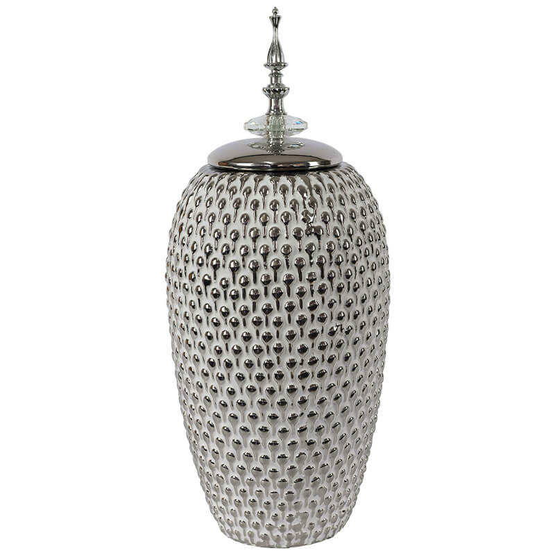 The Celestia Silver Textured Ginger Jar