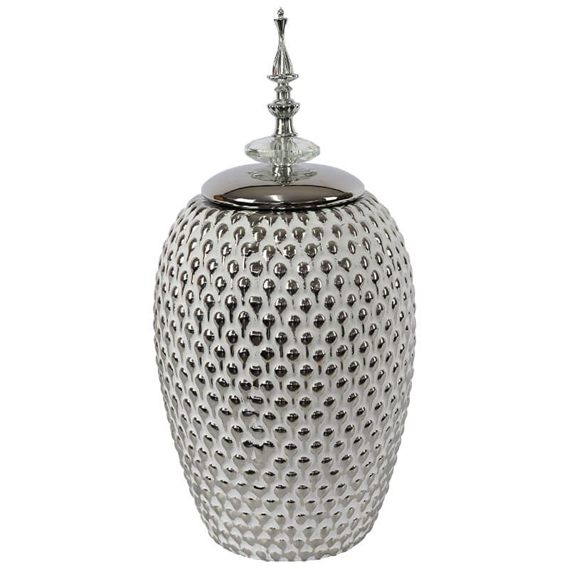 The Celestia Silver Textured Ginger Jar