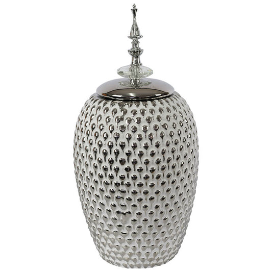 The Celestia Silver Textured Ginger Jar