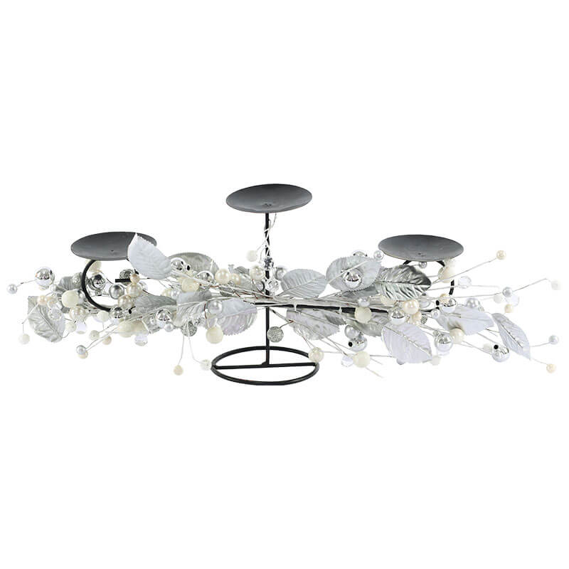 Metallic Luxe Silver Three Candle Holder Trans Natal