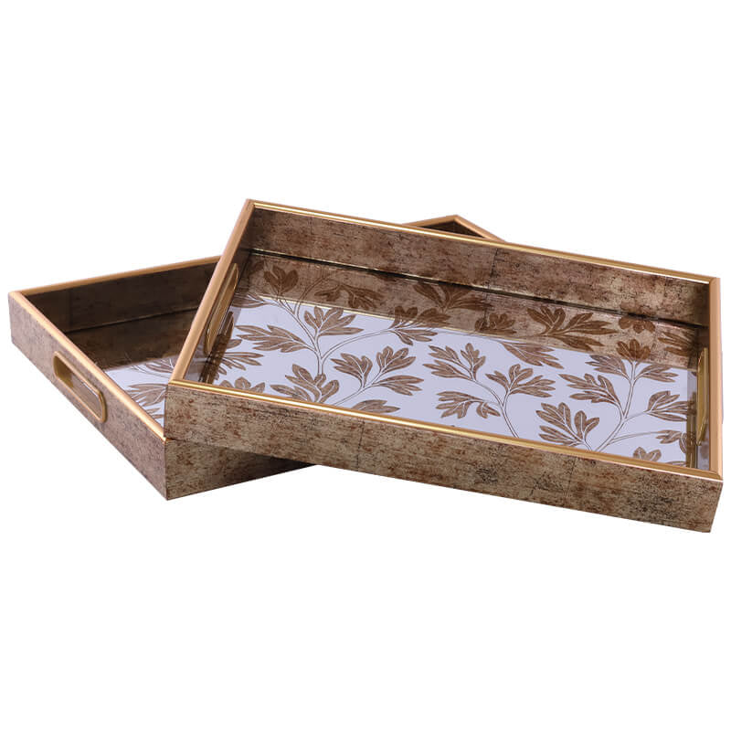 Botanical Gold Decorative Tray Set (Set of 2) Trans Natal