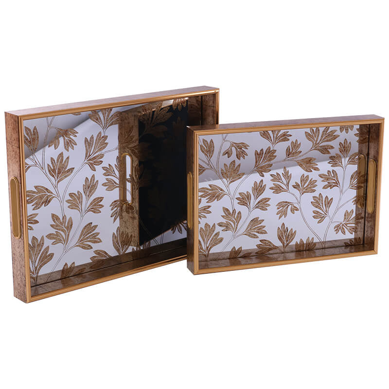 Botanical Gold Decorative Tray Set (Set of 2)