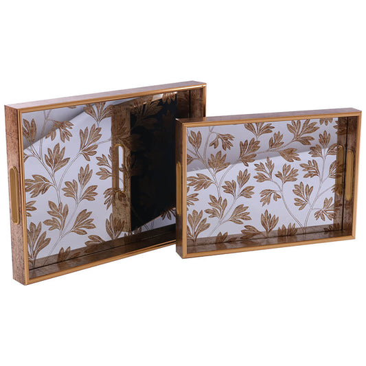 Botanical Gold Decorative Tray Set (Set of 2)