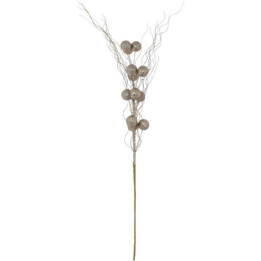Glittered Decorative Branch With Shimmering Spheres Trans Natal