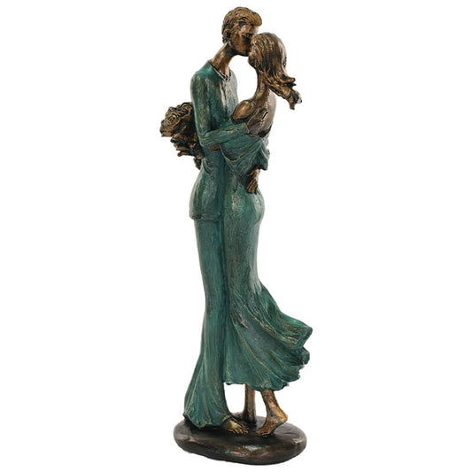 Romantic Embrace Figurine Teal & Bronze Finish