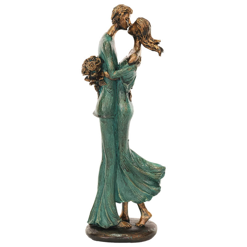 Romantic Embrace Figurine Teal & Bronze Finish Trans Natal
