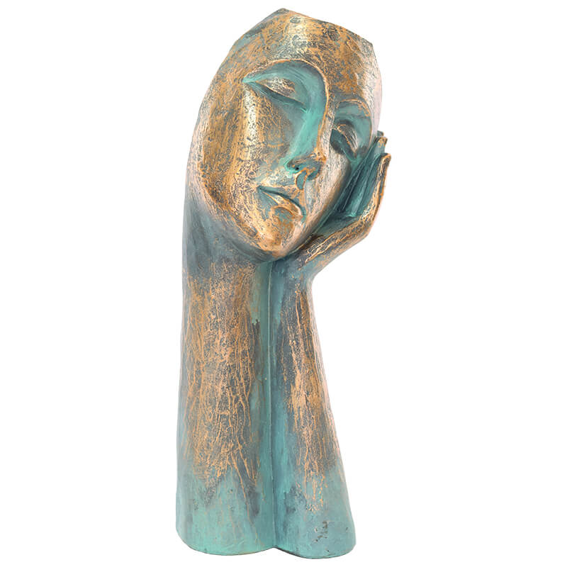 Tranquil Dreamer Sculpture Teal & Bronze Finish Trans Natal