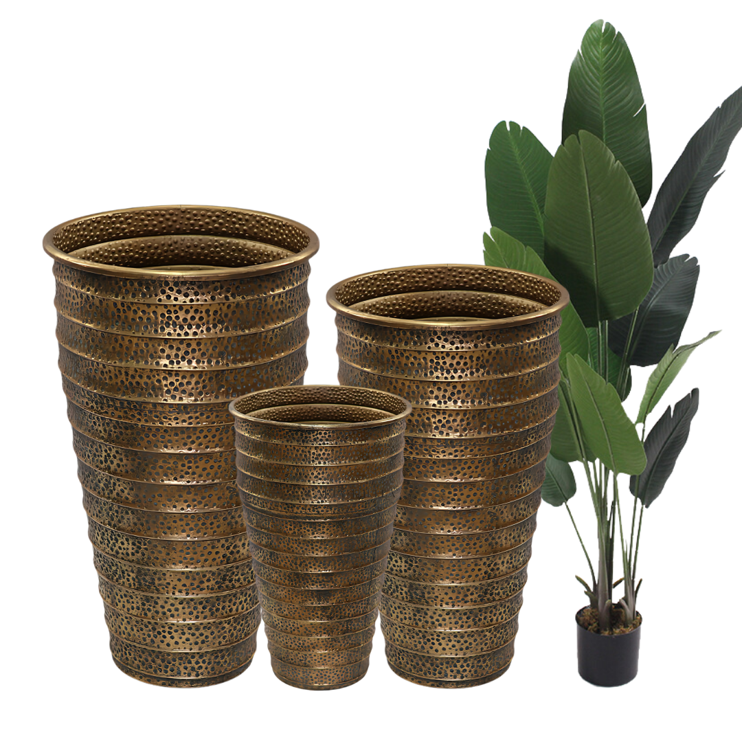 Baudel Antique Bronze Perforated Metal Planter