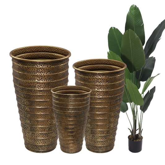 Baudel Antique Bronze Perforated Metal Planter