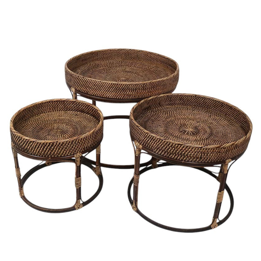 Savanna Rattan Woven Nesting Tables (Set of 3)