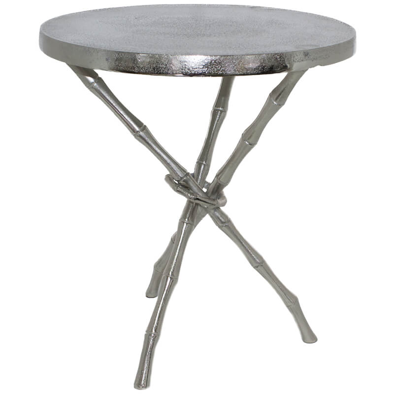 Bamboo-Inspired Side Table with Metal Finish