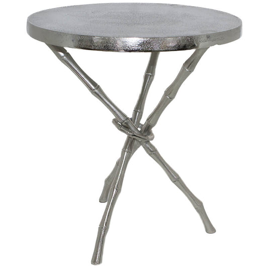 Bamboo-Inspired Side Table with Metal Finish Trans Natal