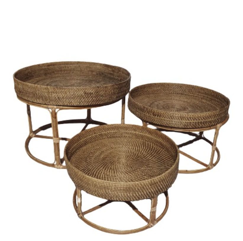 Savanna Rattan Woven Nesting Tables (Set of 3) Jumbo
