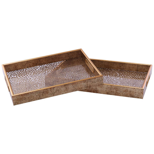 Textured Gold Decorative Tray Set (Set of 2)