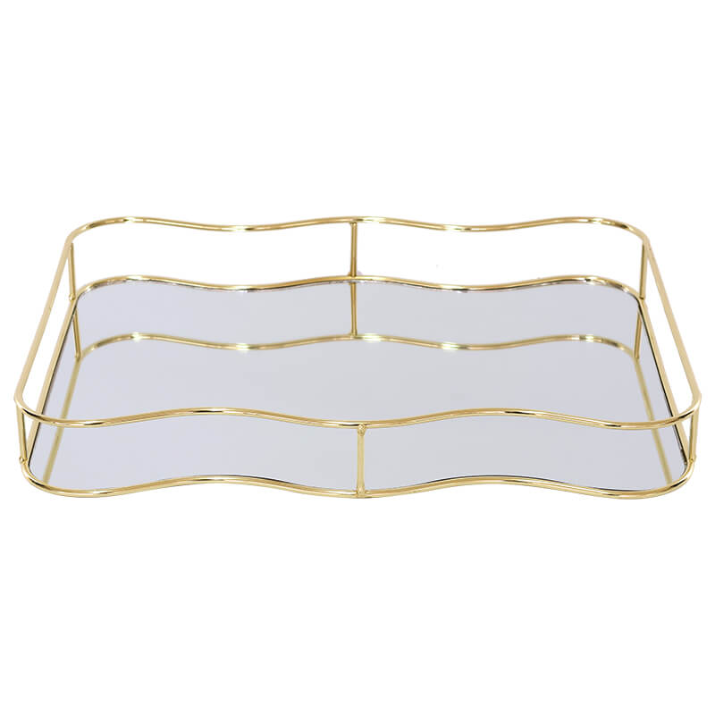 Wavy Edge Mirrored Tray Gold Finish Trans Natal