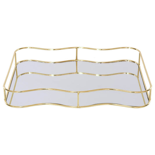 Wavy Edge Mirrored Tray Gold Finish Trans Natal
