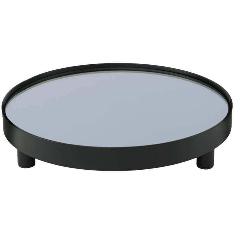 Sleek Black Glass Round Modern Decorative Display Trays Trans Natal