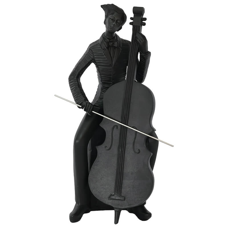 Virtuoso Cellist Sculpture Matte Black Finish