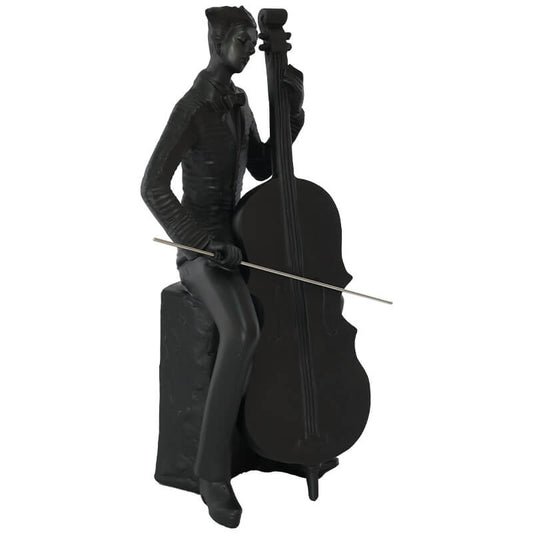 Virtuoso Cellist Sculpture Matte Black Finish