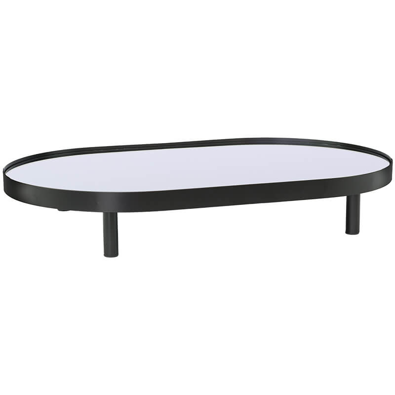 Sleek Black Glass Oval Modern Decorative Display Trays Trans Natal