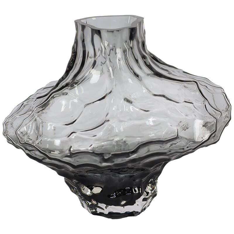 Smoky Hammered Glass Vase